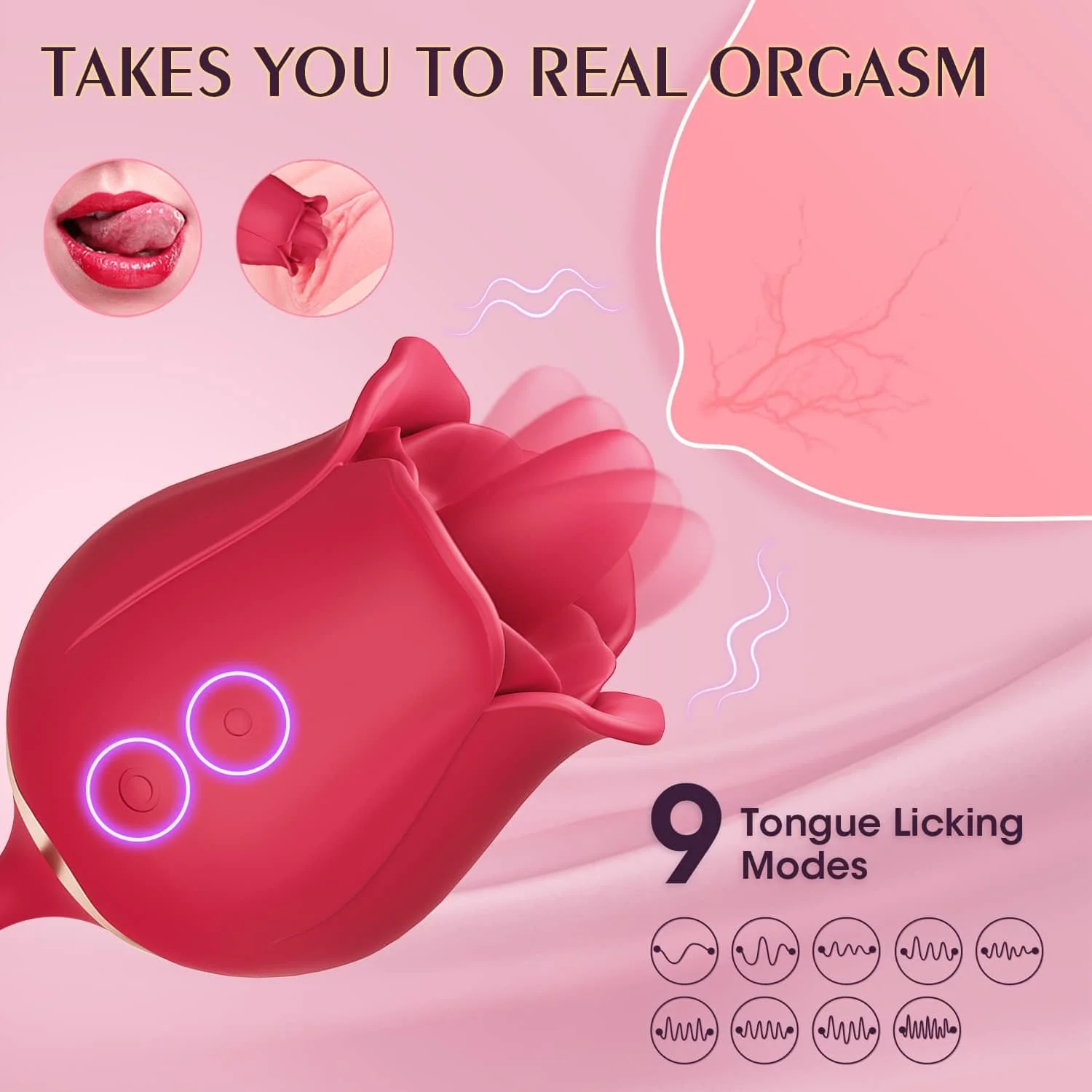 Rose Toy Vibrator Female Telescopic Egg Jumping  Tongue Licker Sex Toys - Image 4