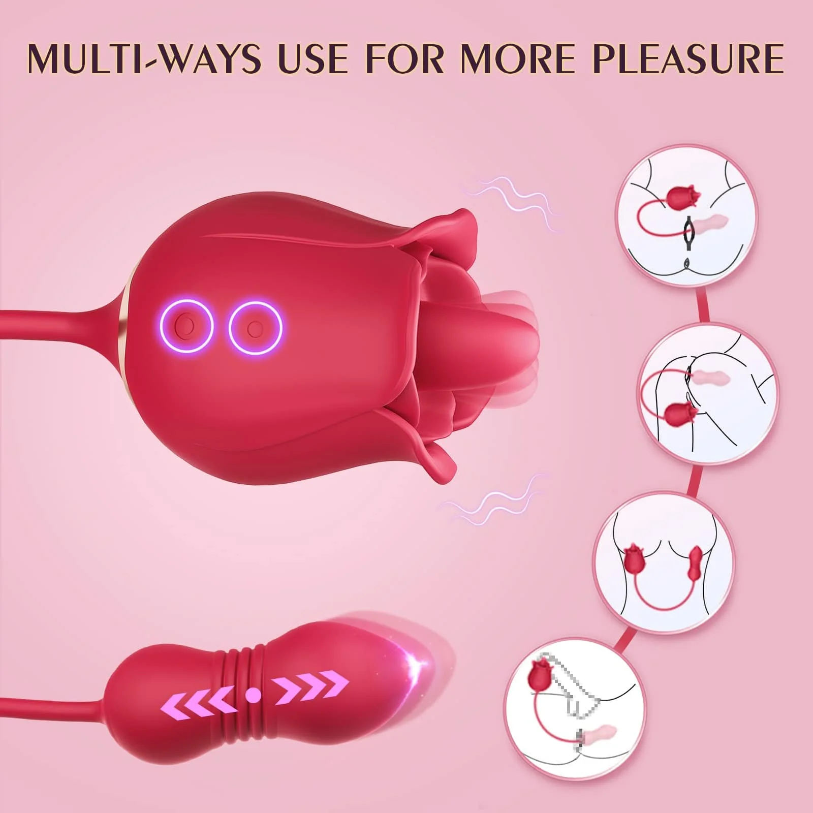 Rose Toy Vibrator Female Telescopic Egg Jumping  Tongue Licker Sex Toys - Image 6