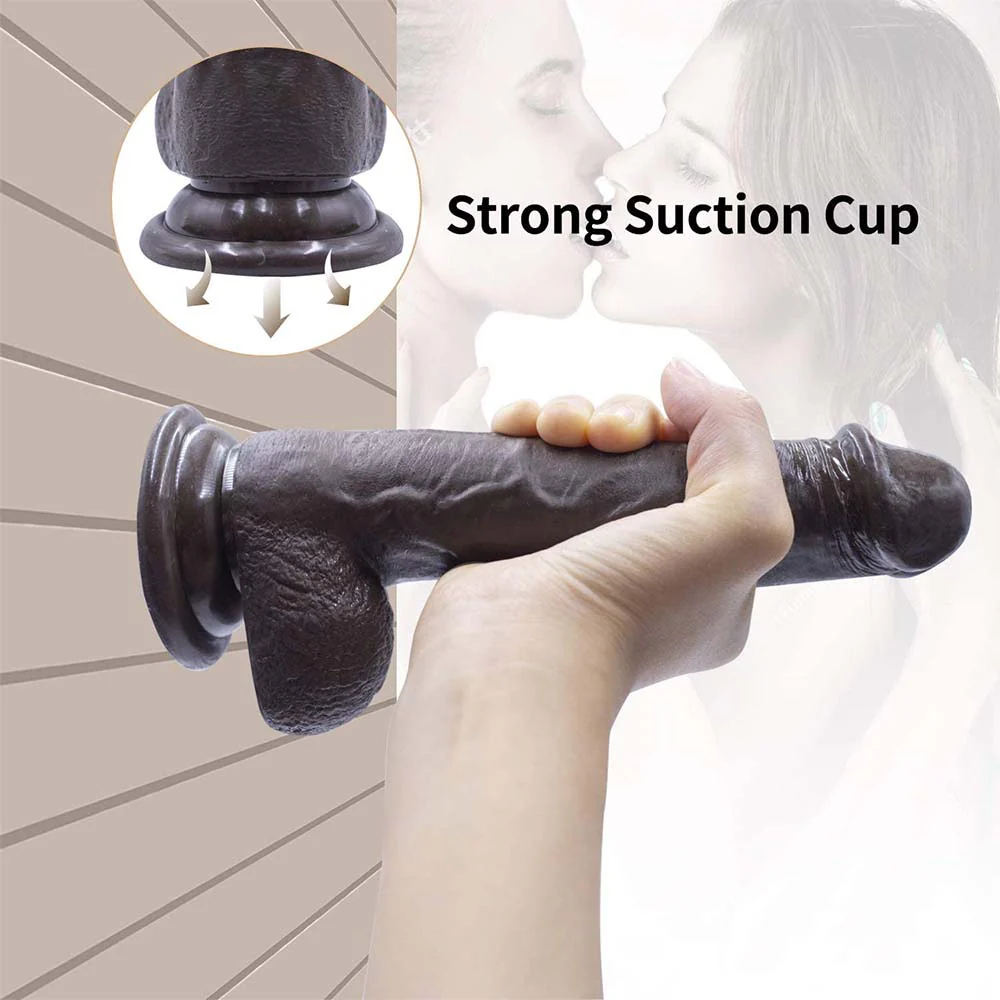 Strap-on Dildo Realistic Silicone Dildo with Wearable Sex Harness for Couple Pegging Women Lesbian Sex Fun, 7.6'' (Black) - Image 4