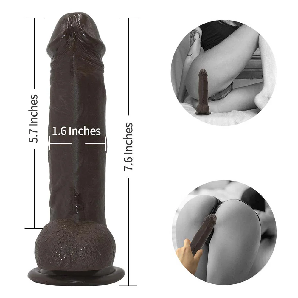 Strap-on Dildo Realistic Silicone Dildo with Wearable Sex Harness for Couple Pegging Women Lesbian Sex Fun, 7.6'' (Black) - Image 5