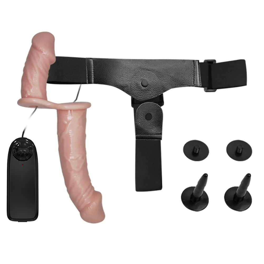 Vibrating Strap On Dildo Vibrator Double Dong with Adjustable Harness - Image 6